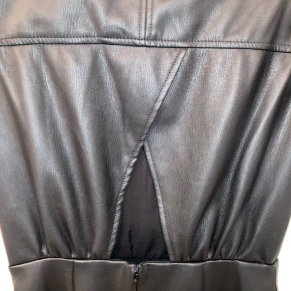 ANTHROPOLOGIE Faux Leather wrap mini dress Black/Noir SZ: 6 - Picture 8 of 13